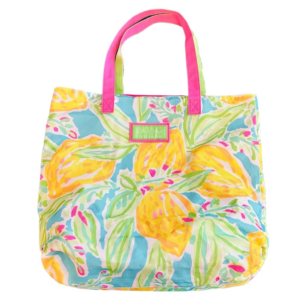 Lilly Pulitzer Estée Lauder Tote Bag yellow green pink blue